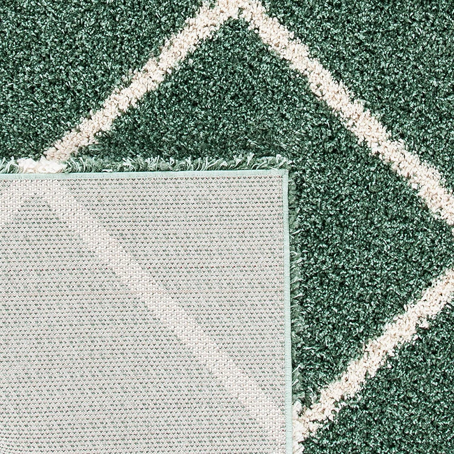 Hudson Shag Collection 7' Square Area Rug - Green & Ivory Modern Trellis Design, Non-Shedding, Easy Care, 2-Inch Thick, Perfect for High Traffic Areas in Living Room and Bedroom (SGH281Y)