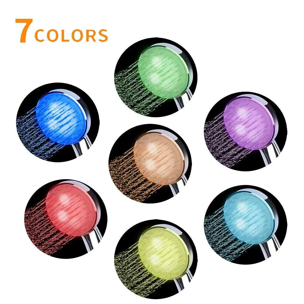 7-Color Changing LED Shower Head for Home Bathroom with Water Bath Glow Feature