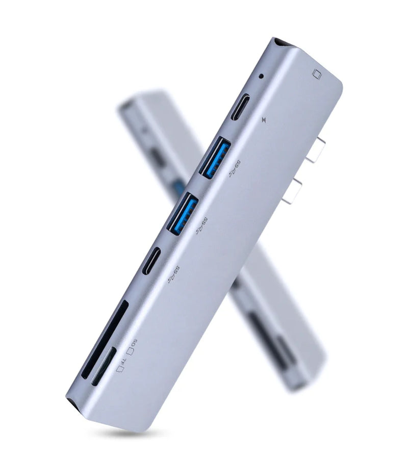 7-in-1 USB-C Hub for MacBook Pro/Air – 4K HDMI, USB 3.0, PD 100W, SD/TF Card Reader | Fast Data & Charging Dock