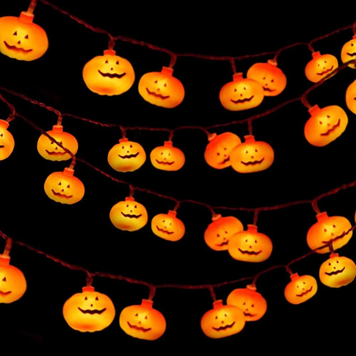 Halloween Pumpkin String Lights – 20 LED 9.8Ft Jack-O’-Lantern Fairy Lights | Battery Operated, Waterproof & Cute Halloween Decorations for Indoor & Outdoor Party Decor