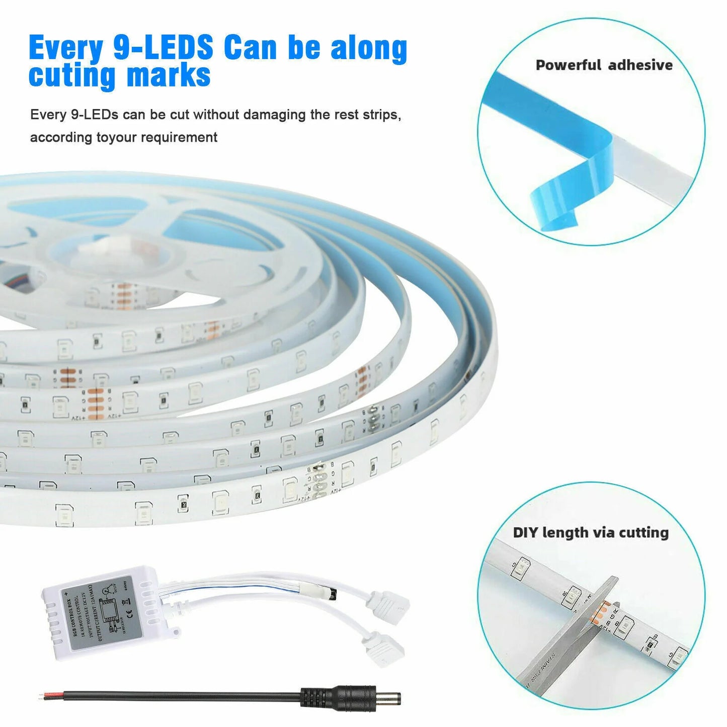 32FT Flexible RGB LED SMD Strip Light with Remote Control for Home, TV, Party, and Bar Decor