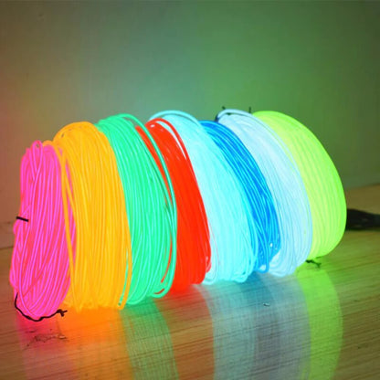 Neon LED Glow EL Wire Light Strip | 360° Flexible Rope Tube with Controller | USB, Car, Battery, or Sound Activated | Party, Car, Costume & Home Decor