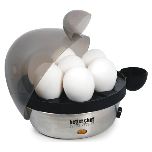 Better Chef 7-Egg Stainless Steel Electric Egg Cooker | Fast Boil, Audible Alert, Auto-Off, See-Through Lid (Refurbished)