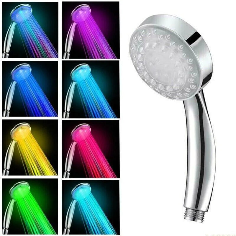 7-Color Changing LED Shower Head for Home Bathroom with Water Bath Glow Feature