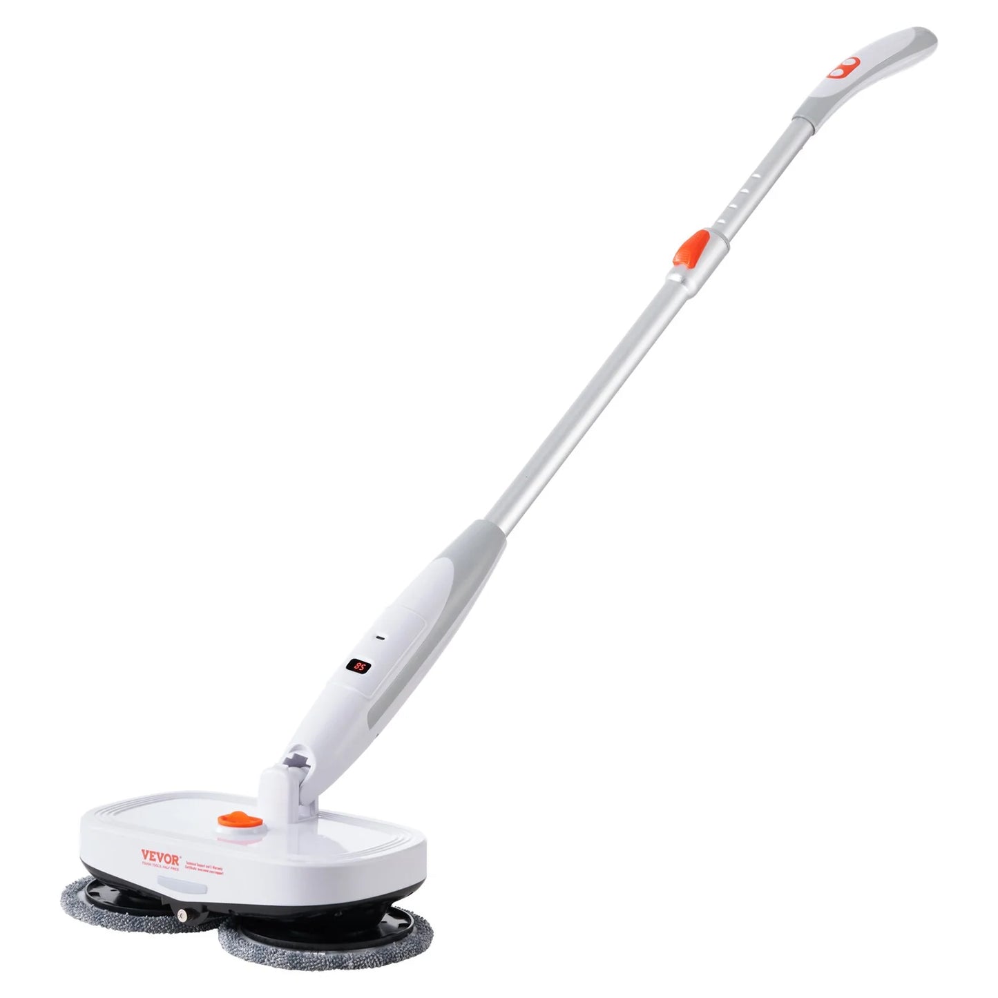 VEVOR Cordless Electric Mop with Integrated Water Tank, 40-Minute Battery Life, LED Headlight, Dual Mop Heads, and 8 Microfiber Pads for Efficient Hardwood and Tile Floor Cleaning