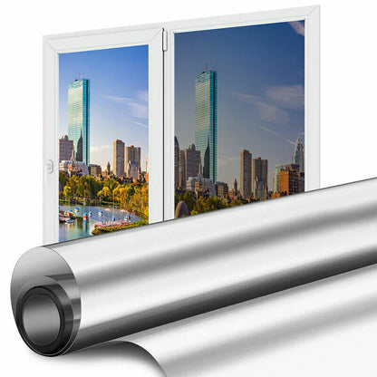 One-Way Mirror Window Film - Heat and UV Reflective Privacy Tint for Residential and Commercial Use