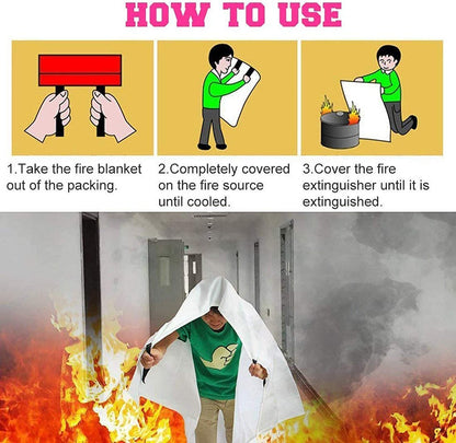 Fiberglass Fire Blanket for Emergency Preparedness, Flame Retardant Protection, and Heat Insulation in Multiple Sizes