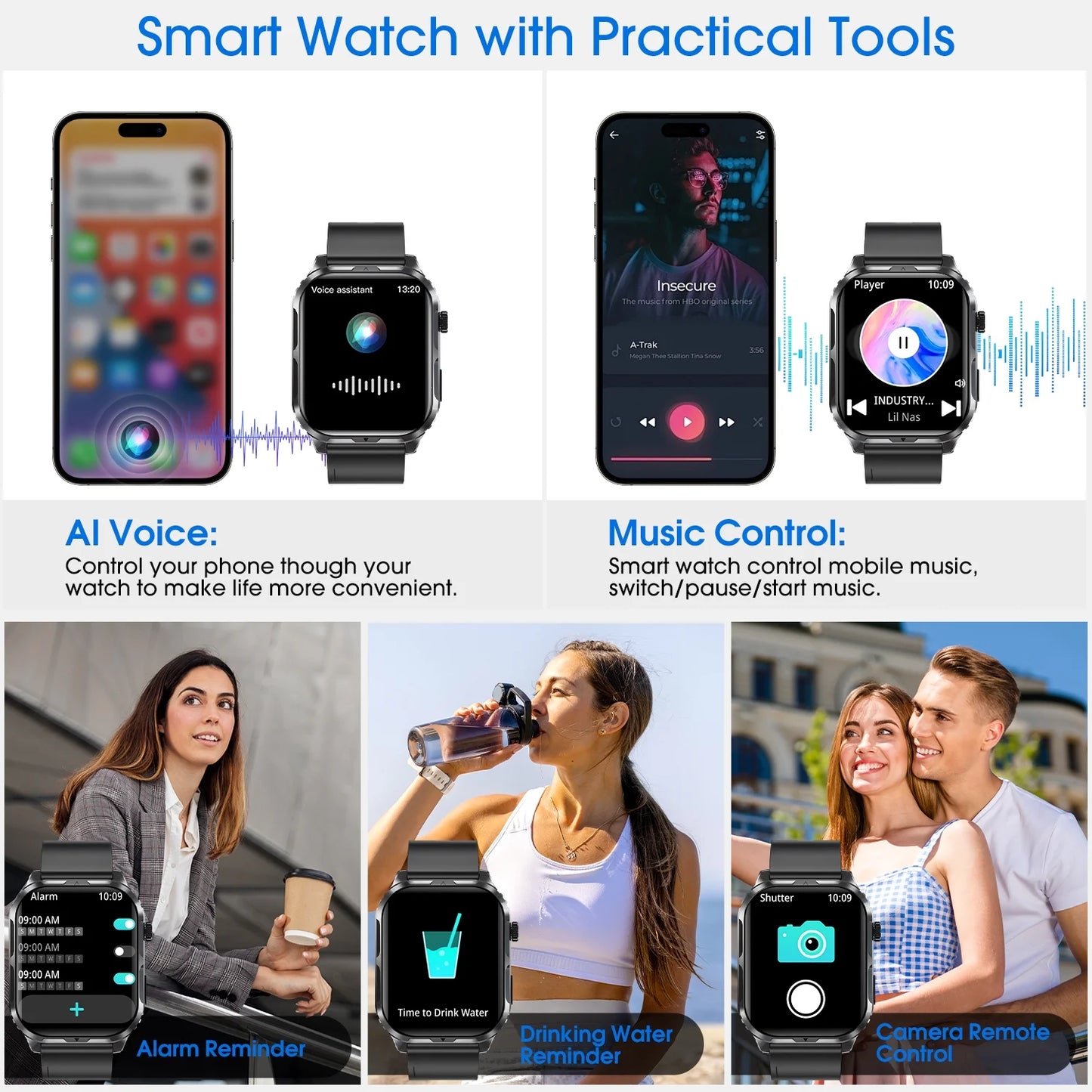 H5 Smart Watch – Bluetooth Call Smartwatch for Men & Women | IP68 Waterproof Fitness Tracker with 100+ Sports Modes, HD Display & Long Battery Life