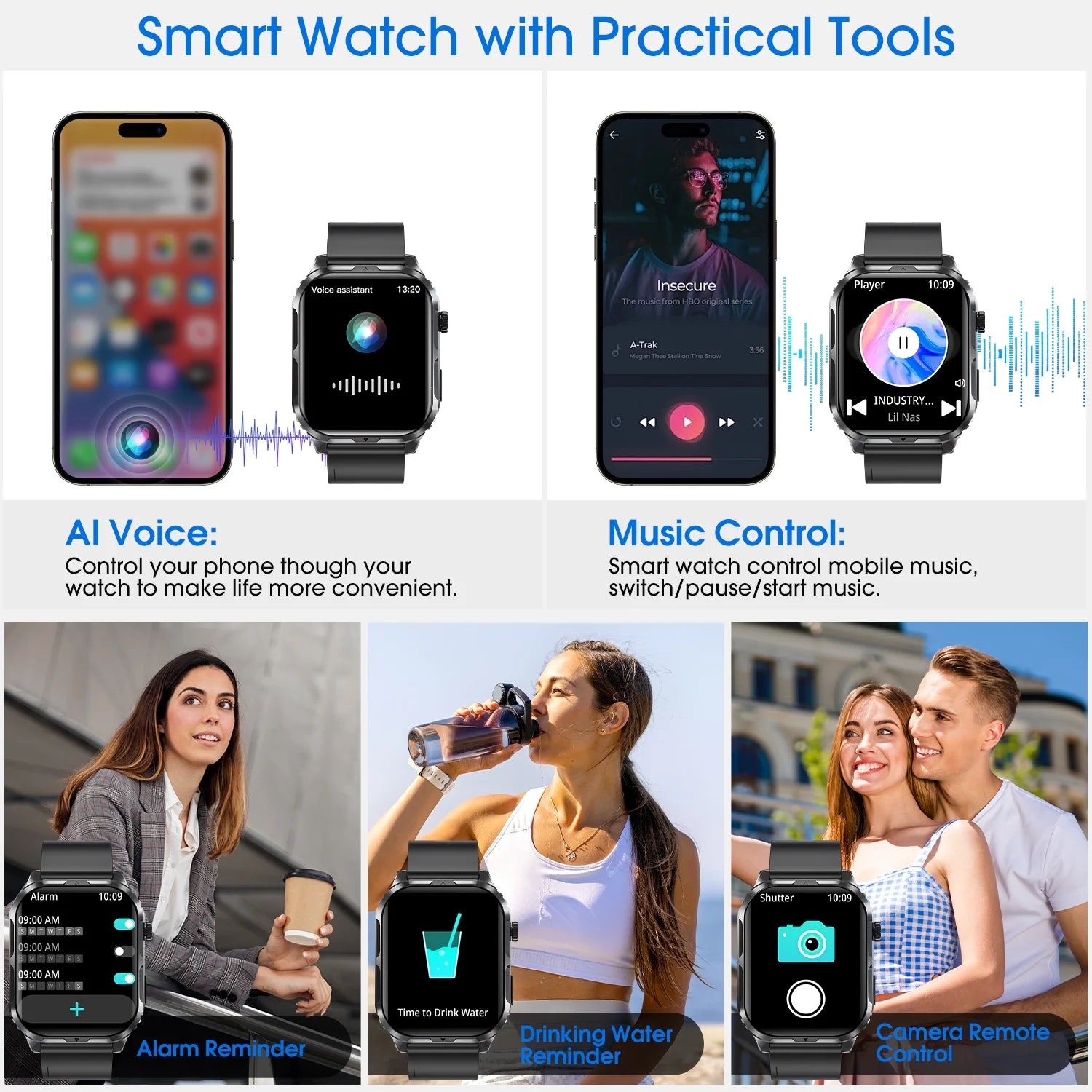 H5 Smart Watch – Bluetooth Call Smartwatch for Men & Women | IP68 Waterproof Fitness Tracker with 100+ Sports Modes, HD Display & Long Battery Life