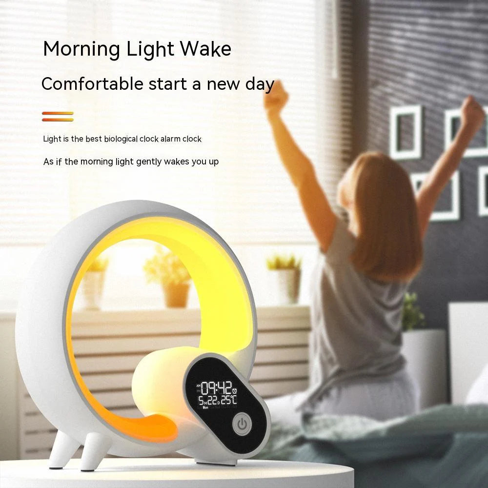 Smart Q Sunrise Alarm Clock Lamp | Bluetooth RGB Color-Changing Atmosphere Light with App Control & White Noise – USB & US Plug Options