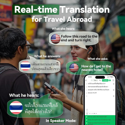 Real-Time Translator Earbuds | 144-Language AI Translation Bluetooth 5.0 Earphones | Noise-Canceling, Touch Control, Fast Charging Travel Headset