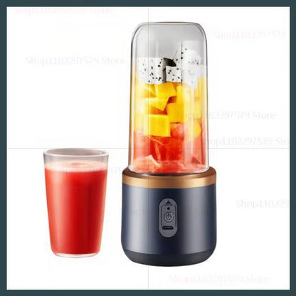 6-Blade Portable Blender with 2 Cups | USB Rechargeable Smoothie Maker | Personal Juicer Mixer for Travel, Fruit Juice & Shakes