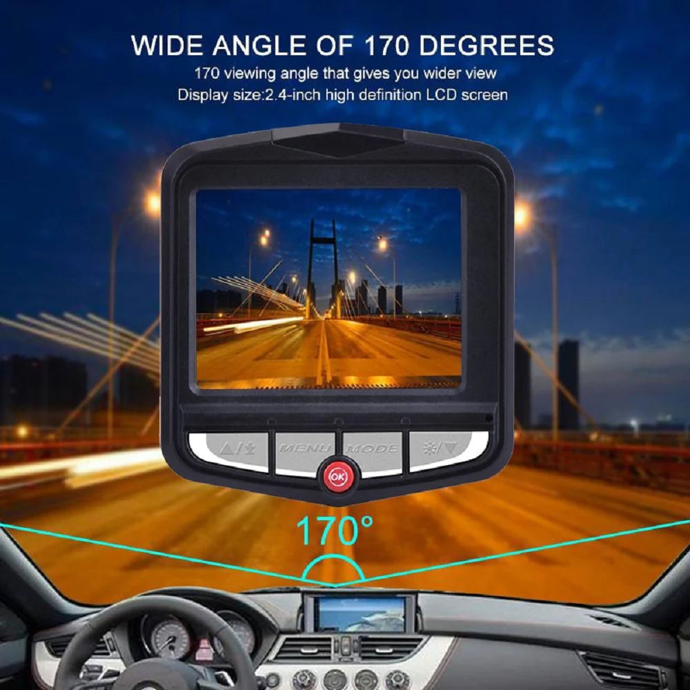 2.4" Full HD 1080P Dash Cam | Night Vision Car DVR with G-Sensor, 170° Wide Angle, Loop Recording & Motion Detection