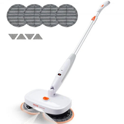 VEVOR Cordless Electric Mop with Integrated Water Tank, 40-Minute Battery Life, LED Headlight, Dual Mop Heads, and 8 Microfiber Pads for Efficient Hardwood and Tile Floor Cleaning