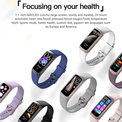Keep Health C60 Slim Fitness Tracker with 1.1” AMOLED Display | 25 Sports Modes, Heart Rate, Blood Pressure & Oxygen Monitor | Waterproof Smart Band for Women & Men with Sleep Tracker, Alarm & Step Counter