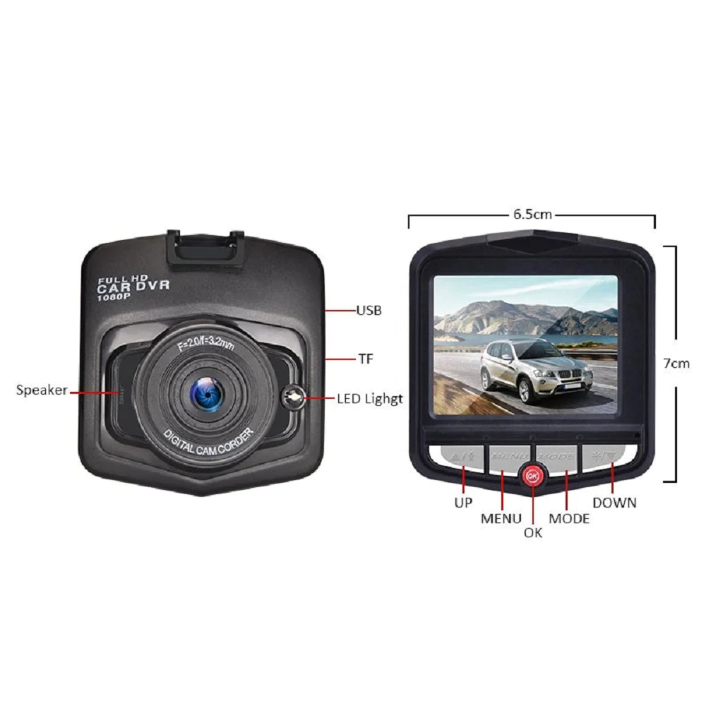 2.4" Full HD 1080P Dash Cam | Night Vision Car DVR with G-Sensor, 170° Wide Angle, Loop Recording & Motion Detection