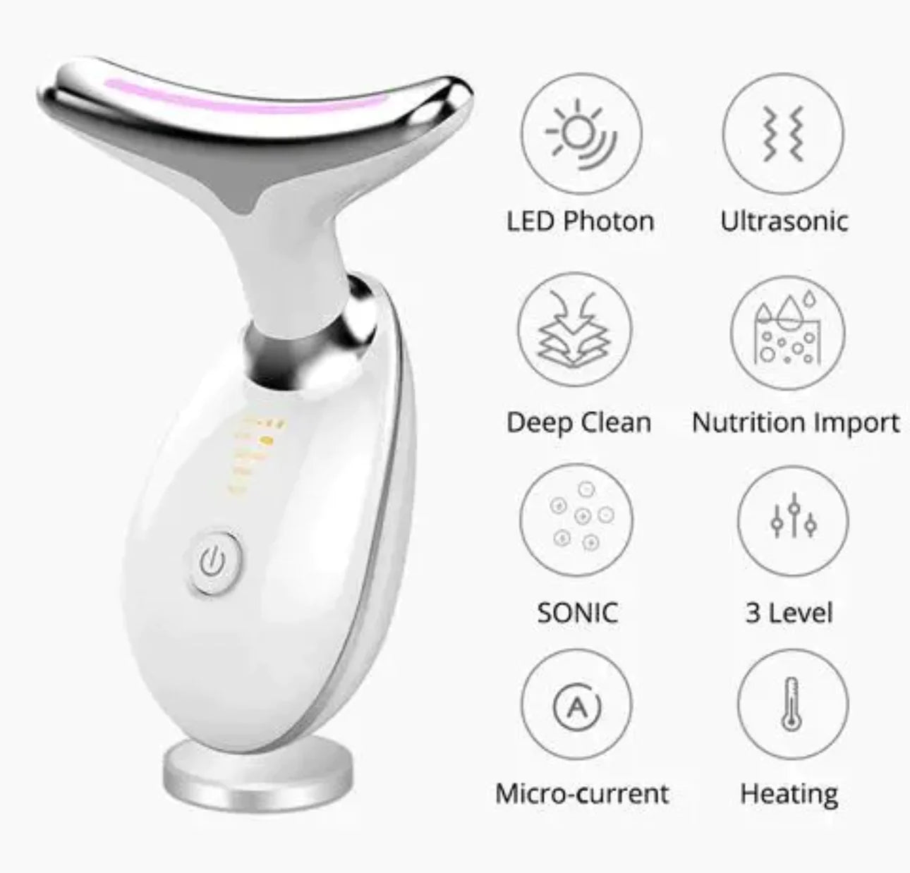 Wavy Chic 7-Color LED Facial Massager | Microcurrent Face & Neck Sculpting Device for Anti-Aging, Wrinkle Reduction & Skin Firming – Pore Cleansing & Lifting Beauty Tool for Women & Men