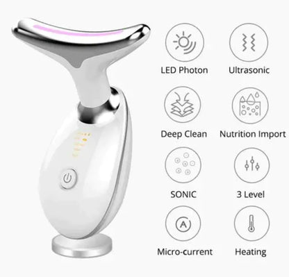 Wavy Chic 7-Color LED Facial Massager | Microcurrent Face & Neck Sculpting Device for Anti-Aging, Wrinkle Reduction & Skin Firming – Pore Cleansing & Lifting Beauty Tool for Women & Men