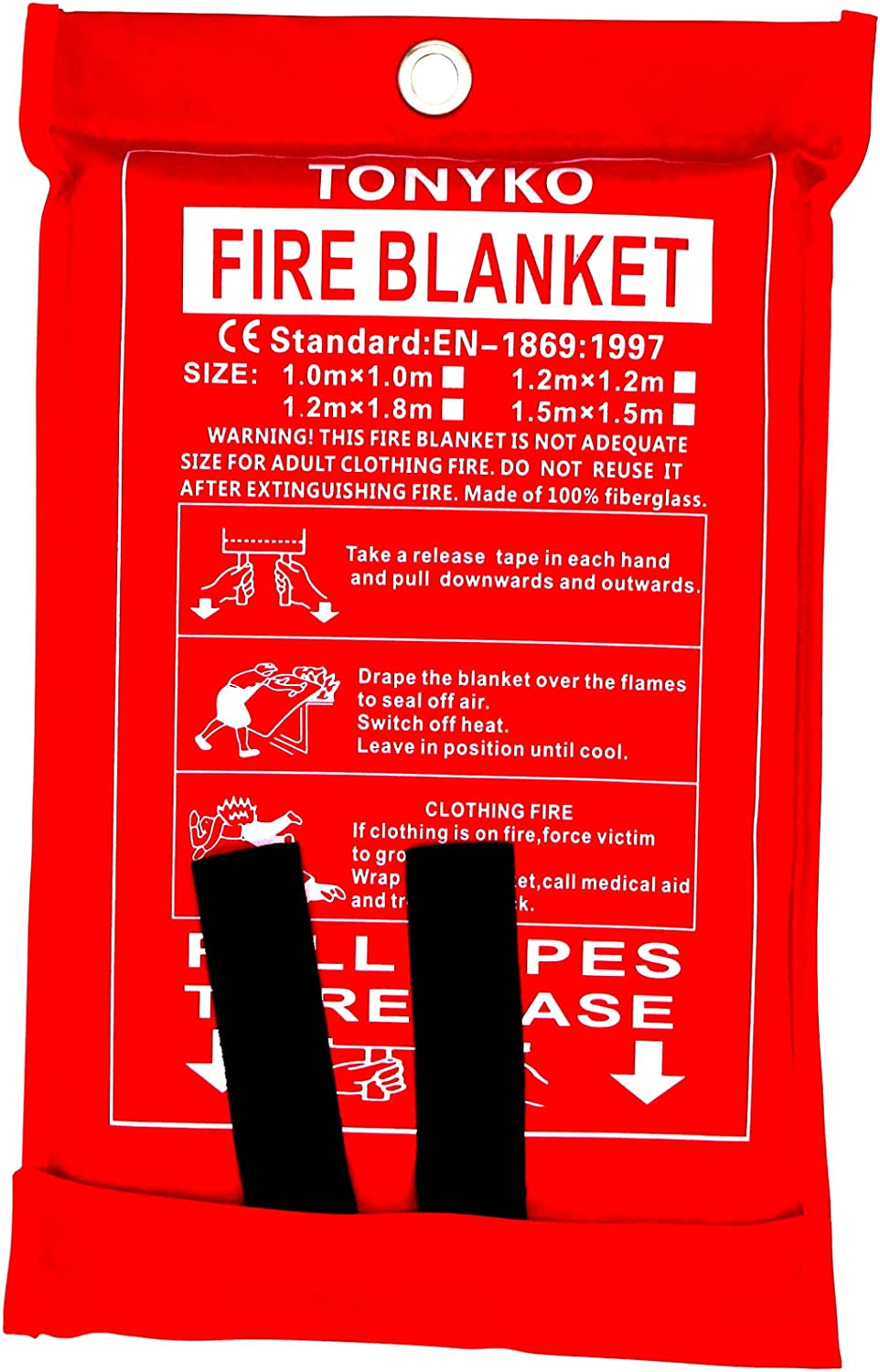 Fiberglass Fire Blanket for Emergency Preparedness, Flame Retardant Protection, and Heat Insulation in Multiple Sizes