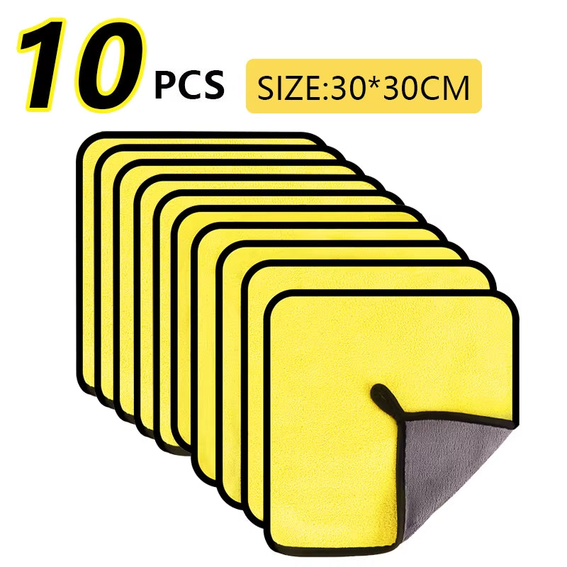 Ultra-Soft Microfiber Car Cleaning Towels – Super Absorbent, Scratch-Free Wash & Dry Cloths for Cars, Windows & Home (30x60 cm, 10 Pack)