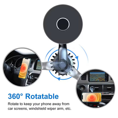 MagSafe 360° Magnetic Car Mount | Strong N52 Magnet Air Vent & Dashboard Phone Holder | Universal for iPhone & Android | Secure Hands-Free Drive