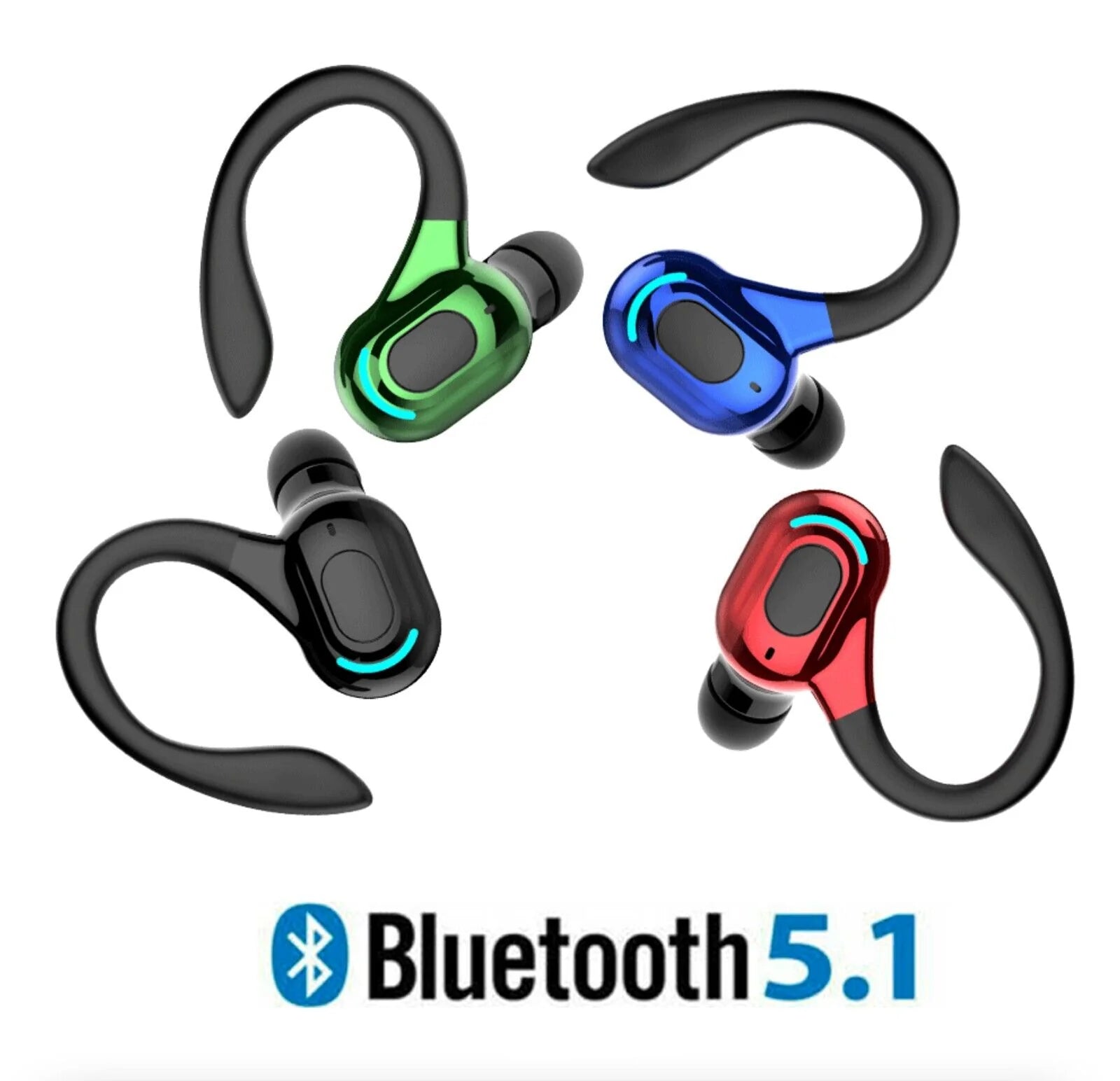 Bluetooth 5.1 Wireless Earbuds with Stereo Sound and Ear Hook Design