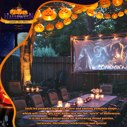 Halloween Pumpkin String Lights – 40 LED 19.7Ft Jack-O’-Lantern Fairy Lights | Battery Operated, Waterproof & Cute Halloween Decorations for Indoor & Outdoor Use