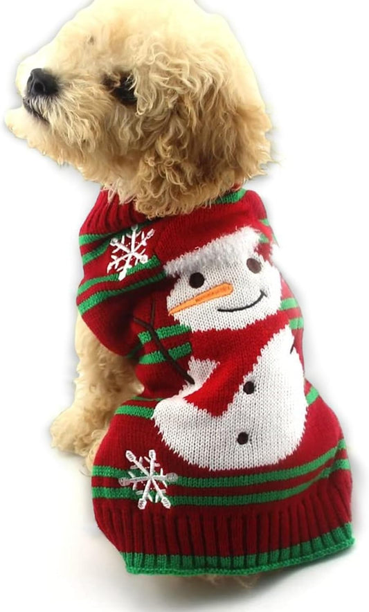 Ugly Christmas Pet Sweater – Cozy Snowman Knit for Dogs & Cats | Soft Stretch Holiday Outfit for Small & Medium Breeds