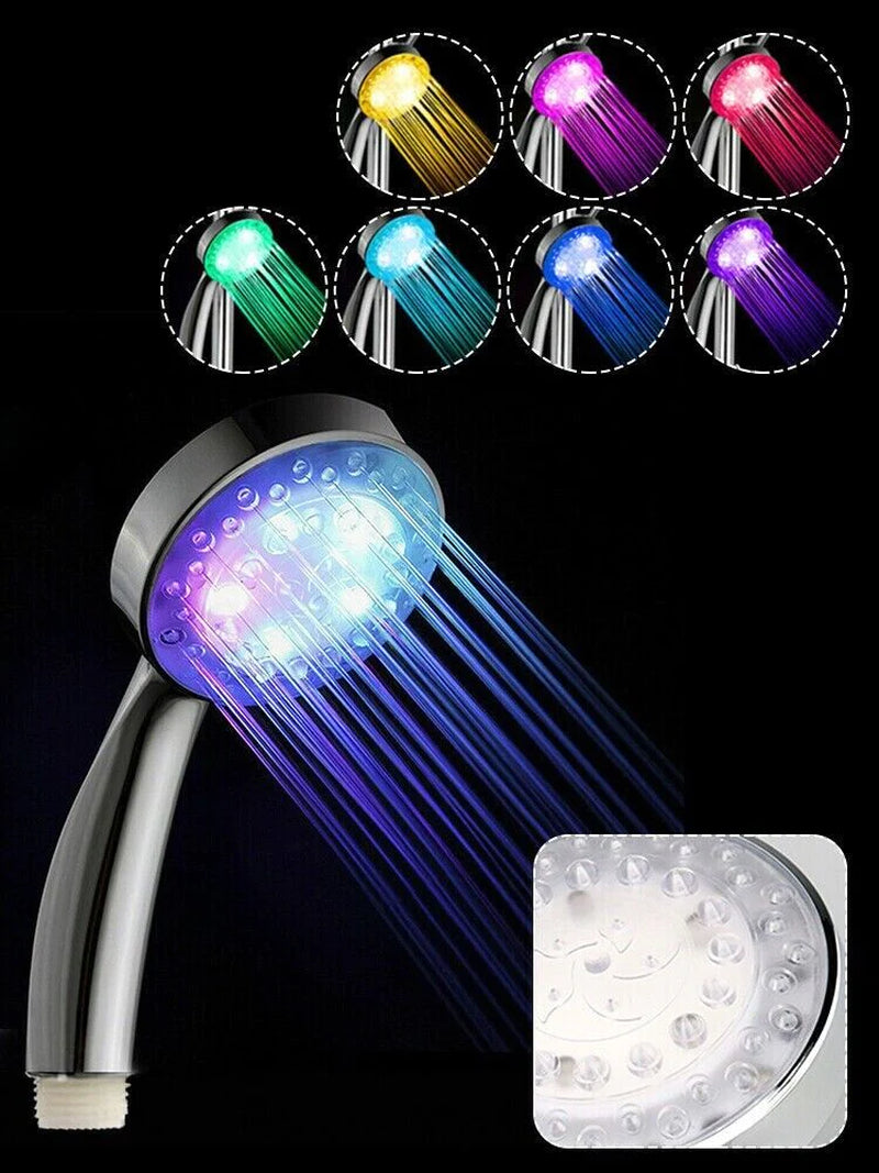 7-Color Changing LED Shower Head for Home Bathroom with Water Bath Glow Feature