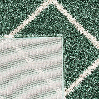 Hudson Shag Collection 7' Square Area Rug - Green & Ivory Modern Trellis Design, Non-Shedding, Easy Care, 2-Inch Thick, Perfect for High Traffic Areas in Living Room and Bedroom (SGH281Y)