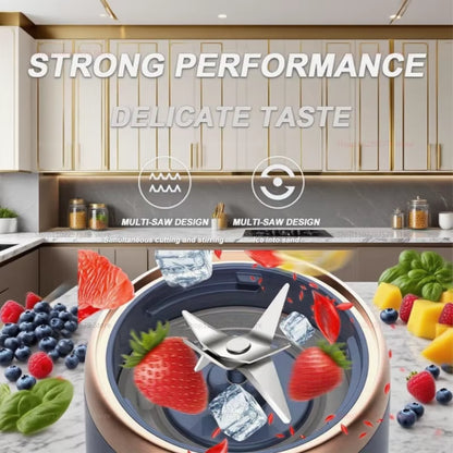 6-Blade Portable Blender with 2 Cups | USB Rechargeable Smoothie Maker | Personal Juicer Mixer for Travel, Fruit Juice & Shakes