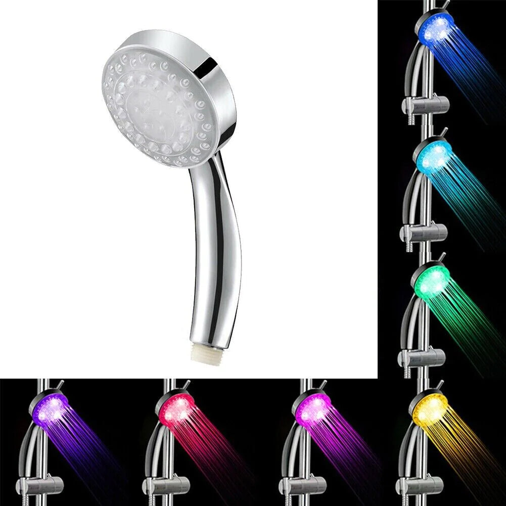 7-Color Changing LED Shower Head for Home Bathroom with Water Bath Glow Feature