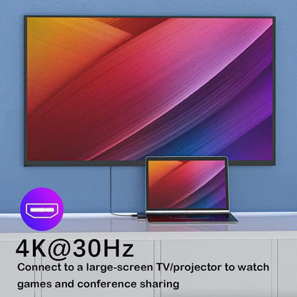 7-in-1 USB-C Hub for MacBook Pro/Air – 4K HDMI, USB 3.0, PD 100W, SD/TF Card Reader | Fast Data & Charging Dock