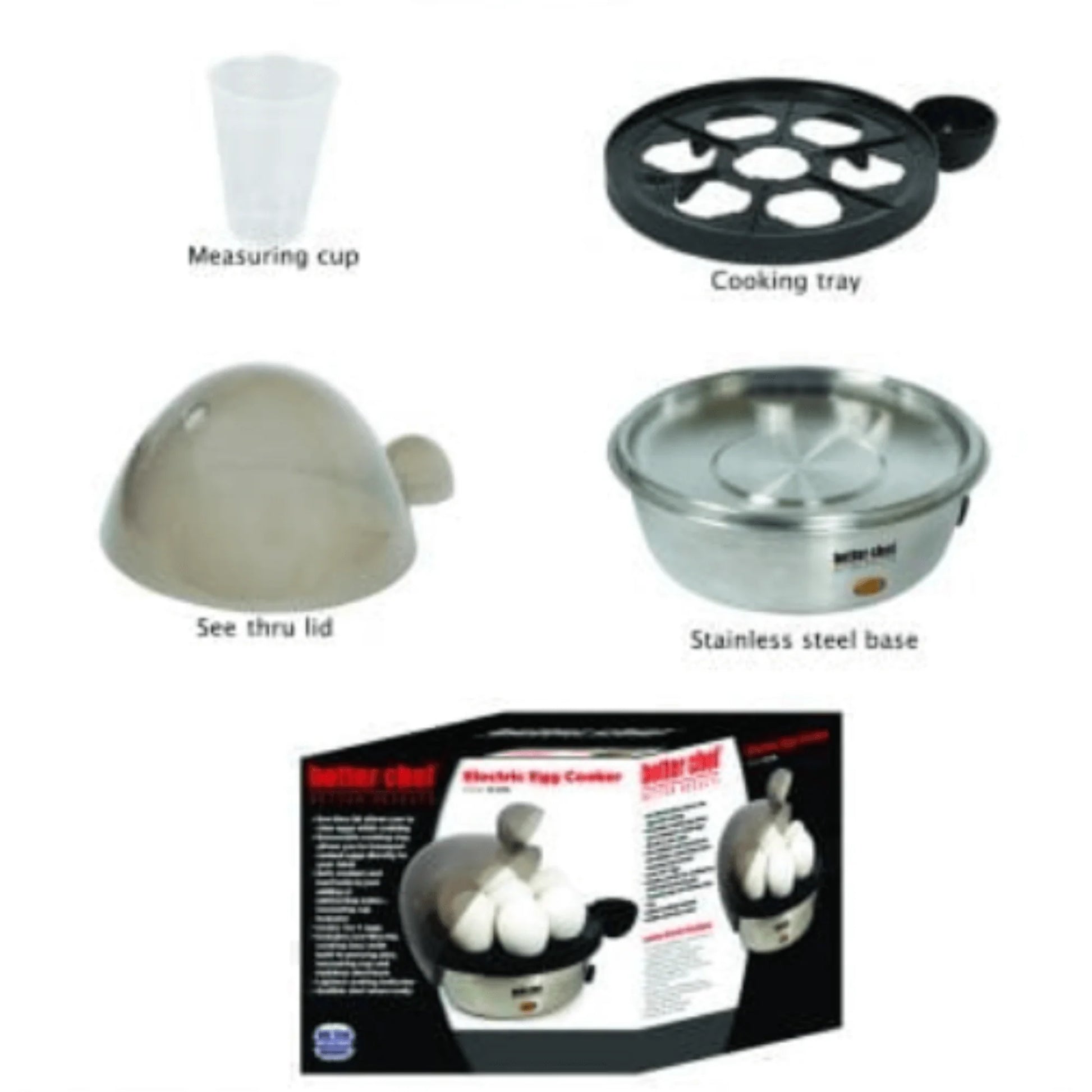 Better Chef 7-Egg Stainless Steel Electric Egg Cooker | Fast Boil, Audible Alert, Auto-Off, See-Through Lid (Refurbished)