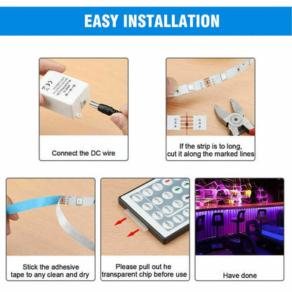 32FT Flexible RGB LED SMD Strip Light with Remote Control for Home, TV, Party, and Bar Decor