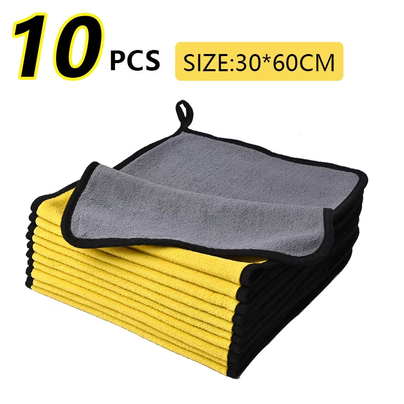 Ultra-Soft Microfiber Car Cleaning Towels – Super Absorbent, Scratch-Free Wash & Dry Cloths for Cars, Windows & Home (30x60 cm, 10 Pack)