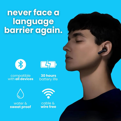 Real-Time Translator Earbuds | 144-Language AI Translation Bluetooth 5.0 Earphones | Noise-Canceling, Touch Control, Fast Charging Travel Headset