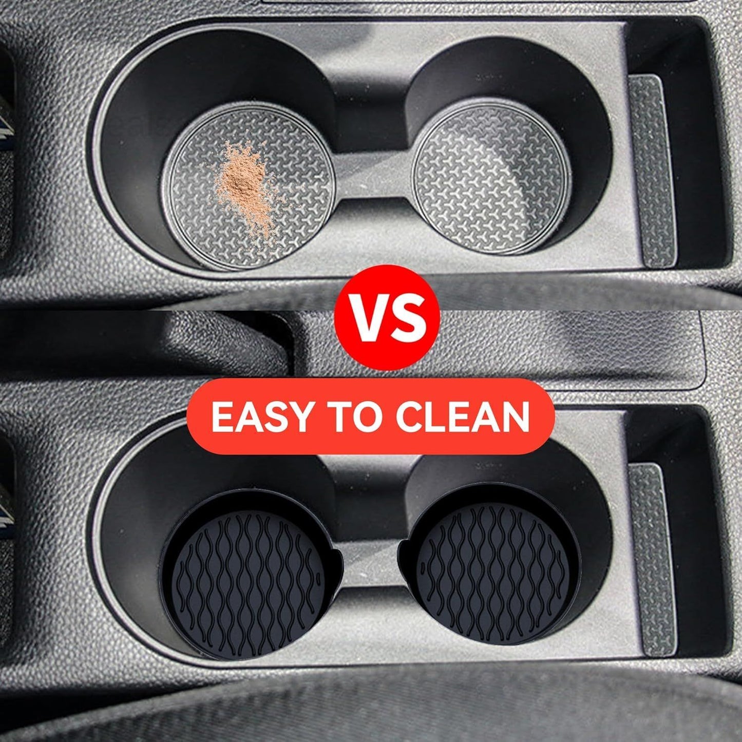 4PCS Universal Silicone Car Cup Holder Coasters – Non-Slip, Waterproof, Easy to Clean Interior Protectors for All Vehicles (Black, Red, Pink, Blue, Grey)