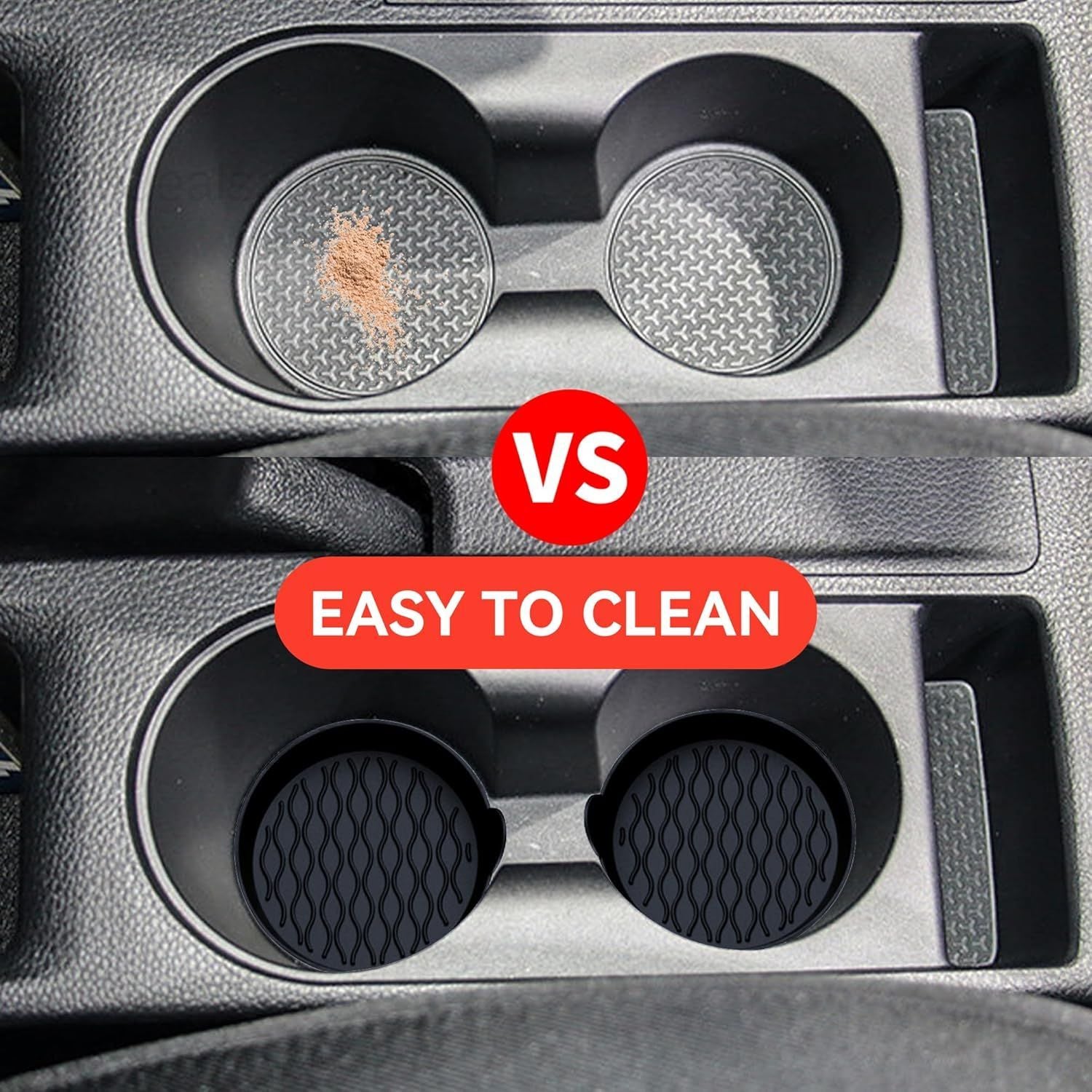 4PCS Universal Silicone Car Cup Holder Coasters – Non-Slip, Waterproof, Easy to Clean Interior Protectors for All Vehicles (Black, Red, Pink, Blue, Grey)