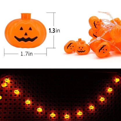 Halloween Pumpkin String Lights – 20 LED 9.8Ft Jack-O’-Lantern Fairy Lights | Battery Operated, Waterproof & Cute Halloween Decorations for Indoor & Outdoor Party Decor