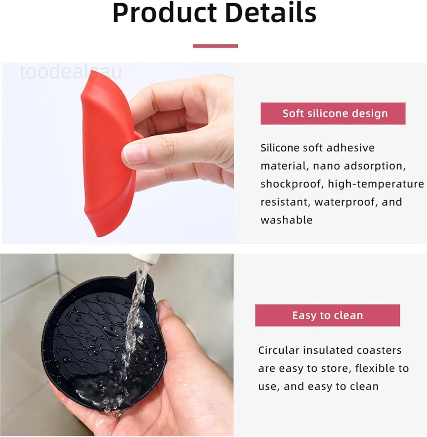 4PCS Universal Silicone Car Cup Holder Coasters – Non-Slip, Waterproof, Easy to Clean Interior Protectors for All Vehicles (Black, Red, Pink, Blue, Grey)