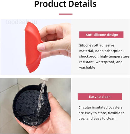 4PCS Universal Silicone Car Cup Holder Coasters – Non-Slip, Waterproof, Easy to Clean Interior Protectors for All Vehicles (Black, Red, Pink, Blue, Grey)