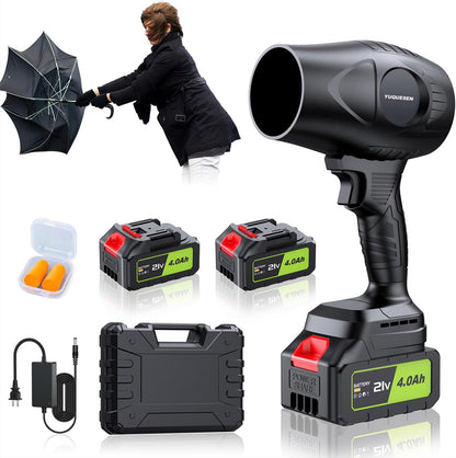 980,000 RPM Cordless Leaf Blower | 21V High-Power Electric Handheld Blower with 2×4.0Ah Batteries & Fast Charger | Ultra-Light & Powerful for Lawn, Yard, Patio & Deck Cleaning