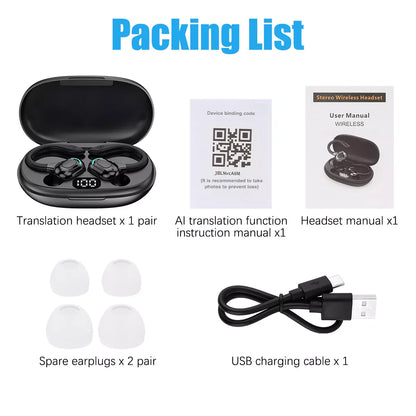 Professional Translation Earbuds with Real-Time Online and Offline Support for 144 Languages