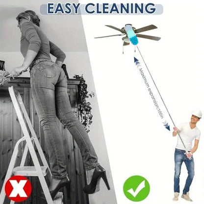 Telescopic Microfiber Duster – Extendable Ceiling & Fan Cleaner with Adjustable Handle | Washable, Flexible, and No-Climb Dusting Tool for Home & Office