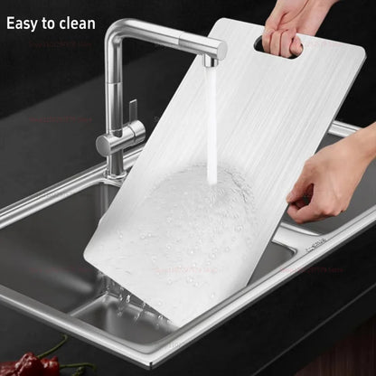 Titanium Cutting Board – Double-Sided Antibacterial Stainless Kitchen Board | Durable, Easy to Clean, Non-Slip Food Prep Mat for Home & Chef Use