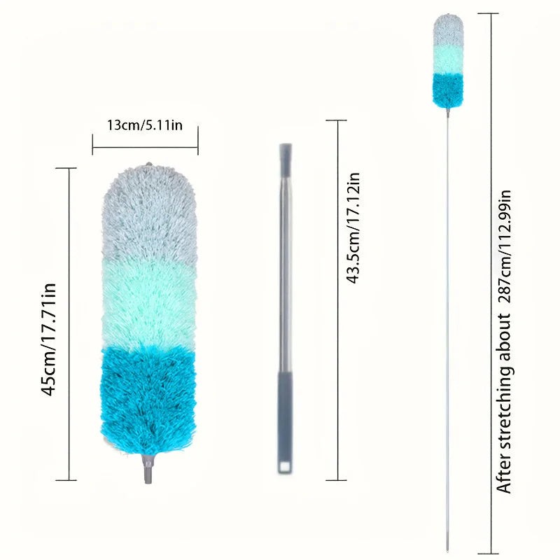 Telescopic Microfiber Duster – Extendable Ceiling & Fan Cleaner with Adjustable Handle | Washable, Flexible, and No-Climb Dusting Tool for Home & Office
