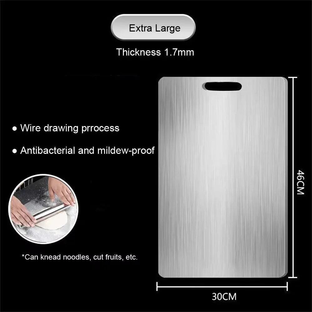 Titanium Cutting Board – Double-Sided Antibacterial Stainless Kitchen Board | Durable, Easy to Clean, Non-Slip Food Prep Mat for Home & Chef Use