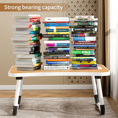 Foldable Portable Laptop Desk with USB Light, Mini Fan, Cup Holder & Tablet Slot — Bed & Home Office Tray Table