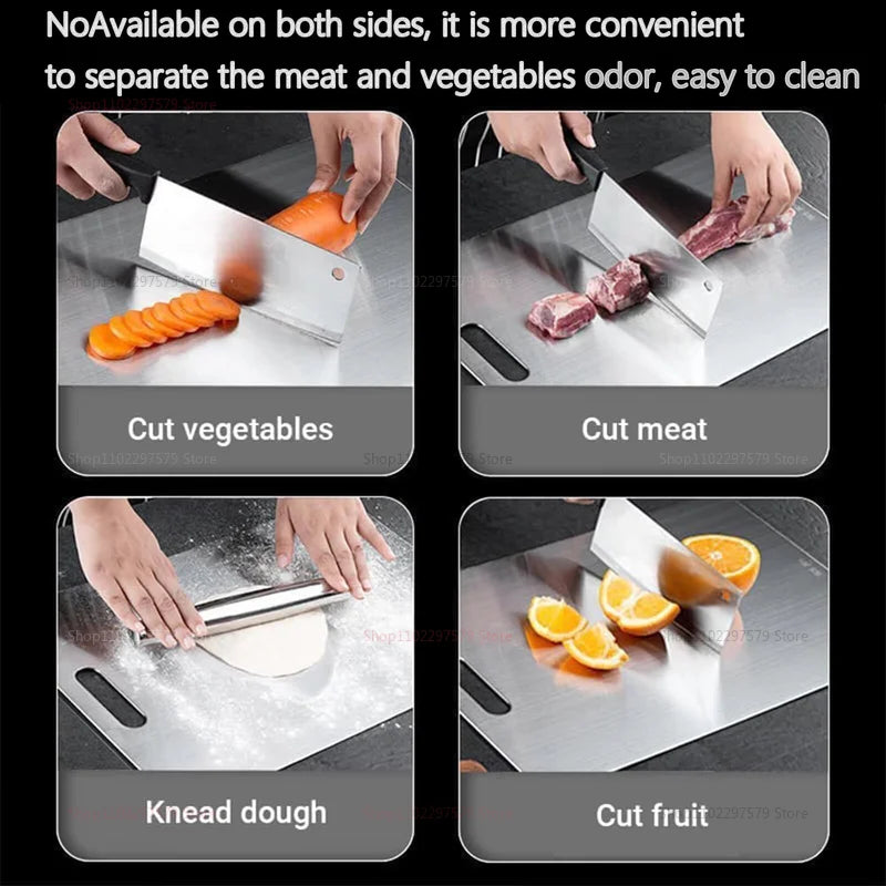 Titanium Cutting Board – Double-Sided Antibacterial Stainless Kitchen Board | Durable, Easy to Clean, Non-Slip Food Prep Mat for Home & Chef Use